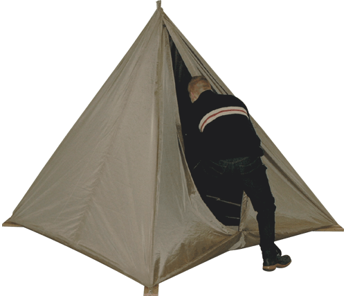 Pyramid shape Faraday tent with mounting rope to the ceiling