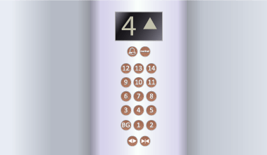 ボタンのシンボルの内側の抗菌銅エレベーター